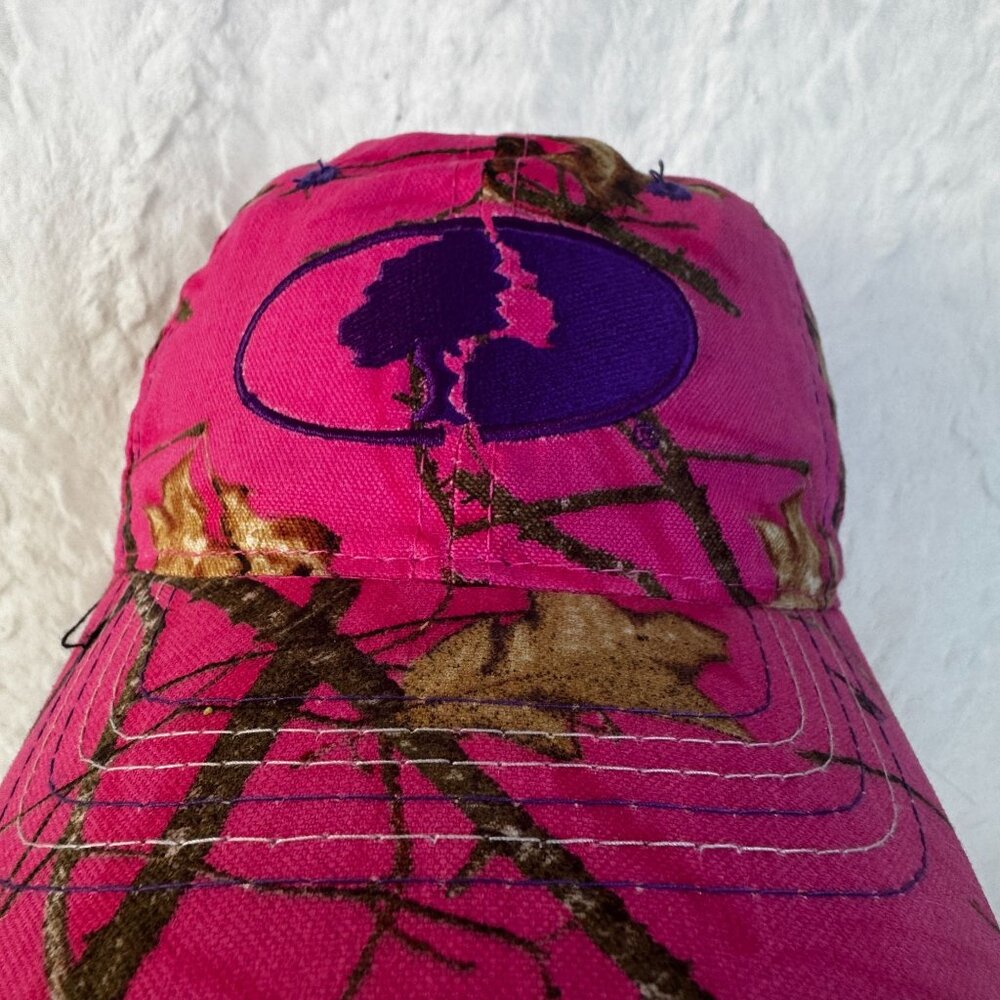 Mossy Oak Ladies Hat Pink Camo Adjustable Purple Embroidered Logo Hunting - Picture 2 of 6